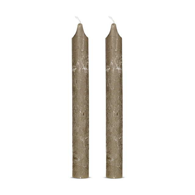 Rustic Soy Blend Dinner Candles - Olive Green - Set of 2