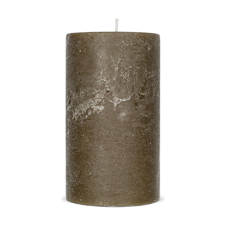 Rustic Small Soy Blend Pillar Candle - Olive Green
