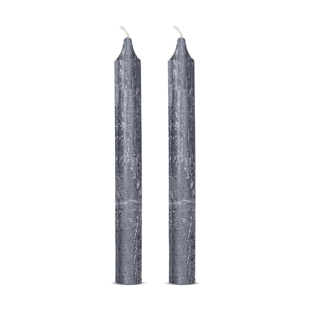 Rustic Soy Blend Dinner Candles - Charcoal - Set of 2