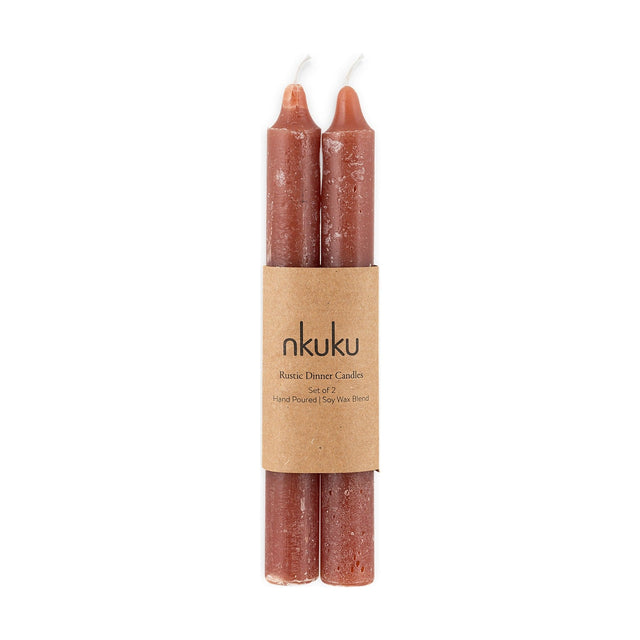 Rustic Soy Blend Dinner Candles - Rust - Set of 2
