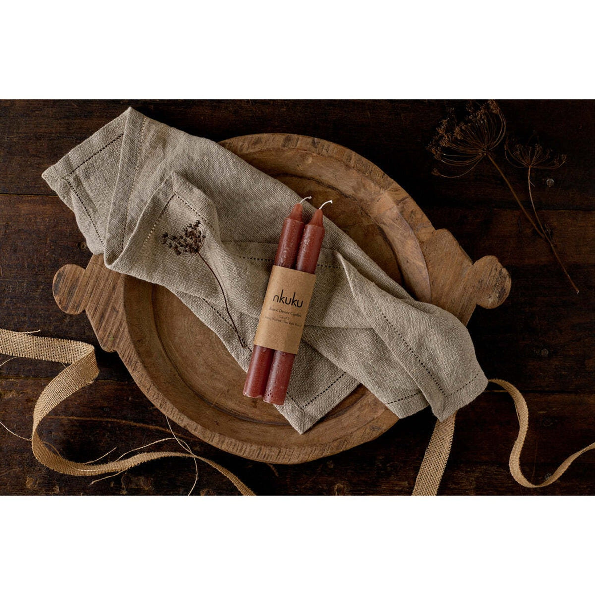 Rustic Soy Blend Dinner Candles - Rust - Set of 2