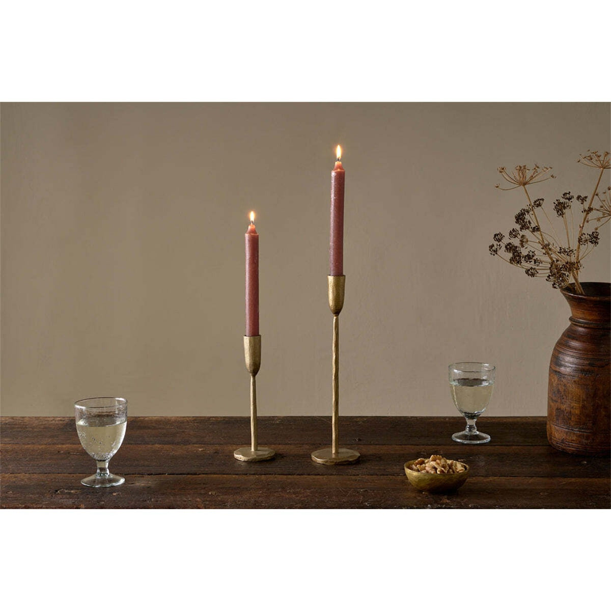 Rustic Soy Blend Dinner Candles - Rust - Set of 2