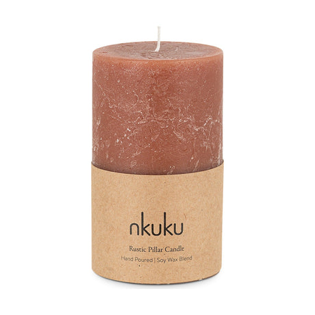 Rustic Small Soy Blend Pillar Candle - Rust