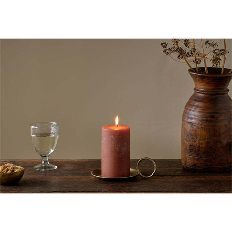 Rustic Small Soy Blend Pillar Candle - Rust