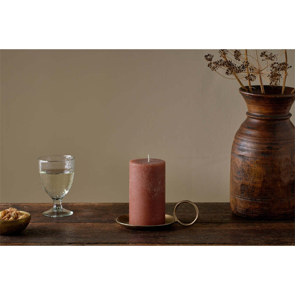 Rustic Small Soy Blend Pillar Candle - Rust