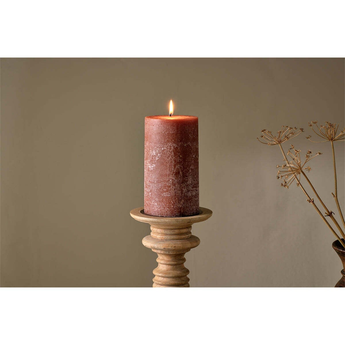 Rustic Large Soy Blend Pillar Candle - Rust