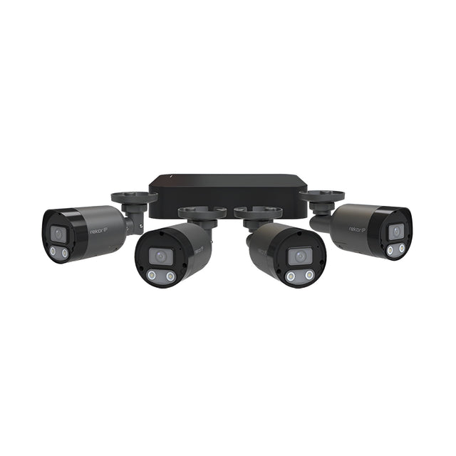 Rekor IP 24/7 IP PoE 2MP 4 Channel 4 Camera Bullet Kit 1TB - Grey