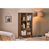Ranchi Tall Iron & Glass Display Cabinet - Antique Brass