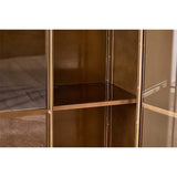 Ranchi Tall Iron & Glass Display Cabinet - Antique Brass