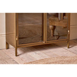 Ranchi Tall Iron & Glass Display Cabinet - Antique Brass