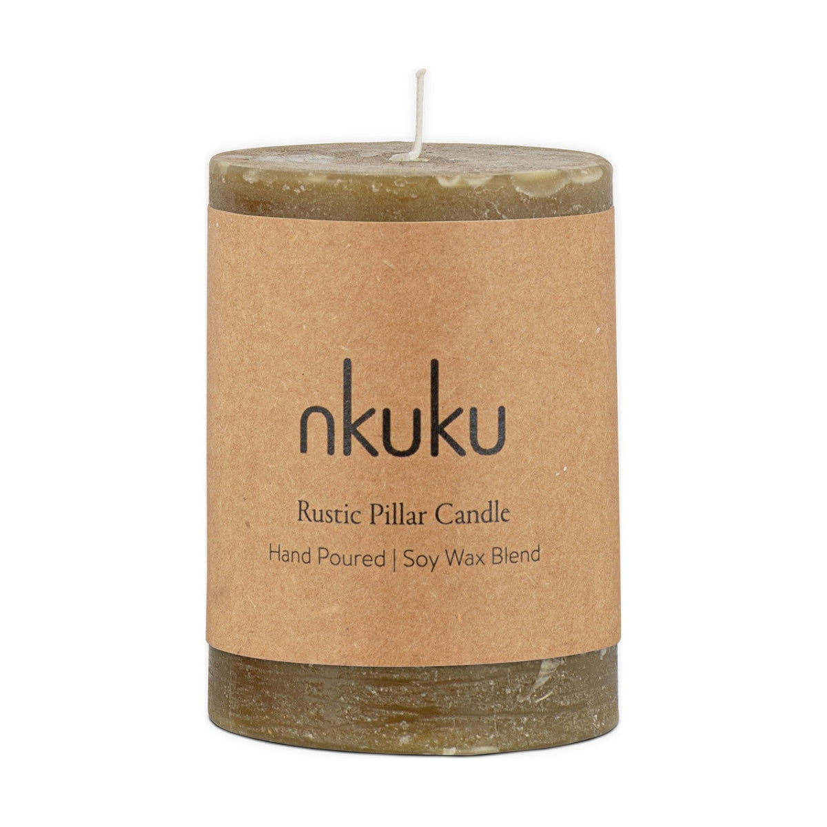 Rustic Mini Soy Blend Pillar Candle - Olive