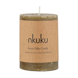 Rustic Mini Soy Blend Pillar Candle - Olive