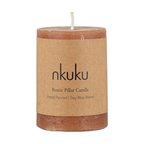 Rustic Mini Soy Blend Pillar Candle - Rust