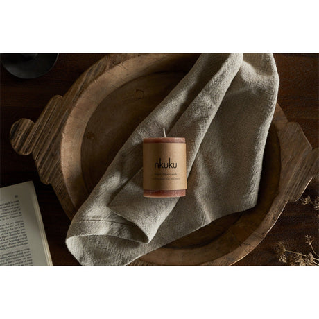 Rustic Mini Soy Blend Pillar Candle - Rust
