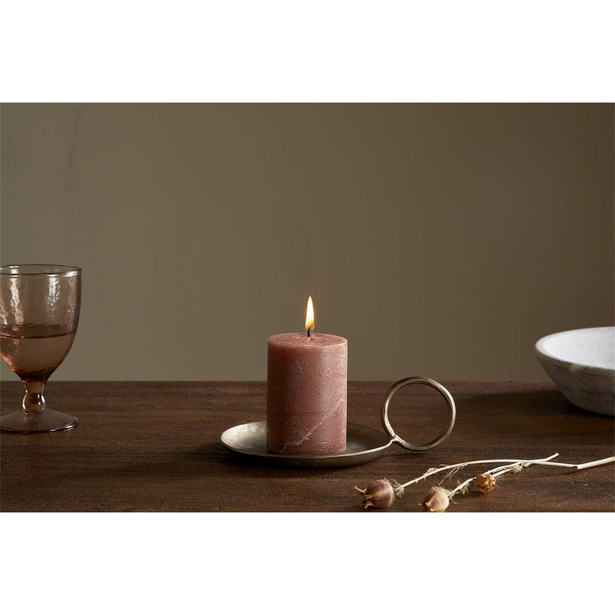 Rustic Mini Soy Blend Pillar Candle - Rust