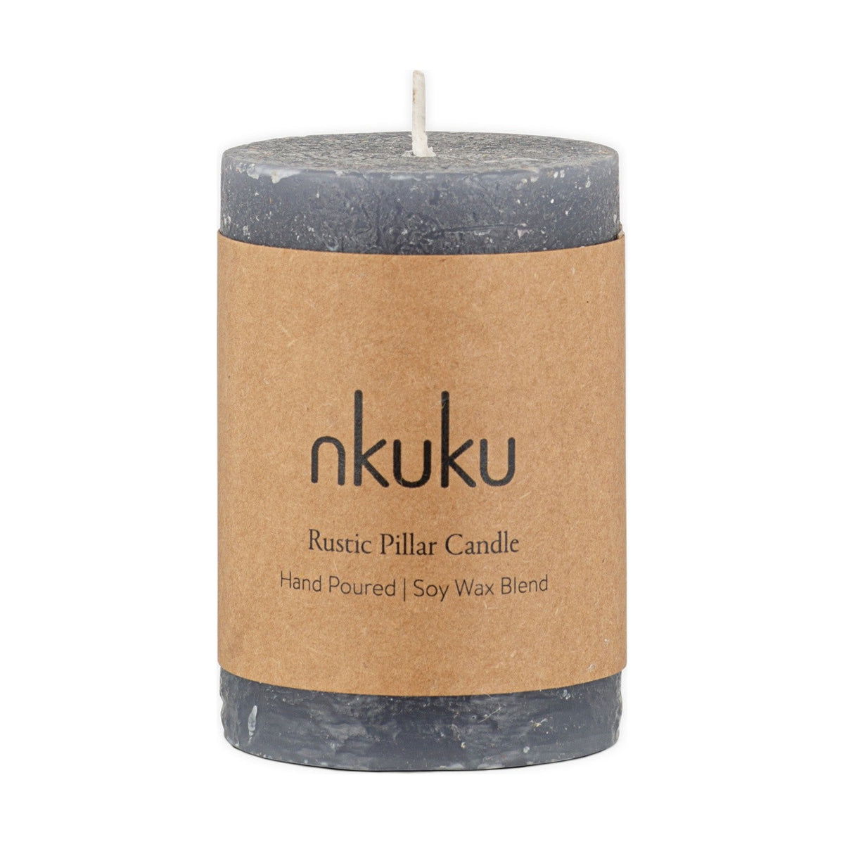 Rustic Mini Soy Blend Pillar Candle - Charcoal