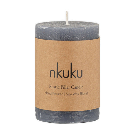 Rustic Mini Soy Blend Pillar Candle - Charcoal