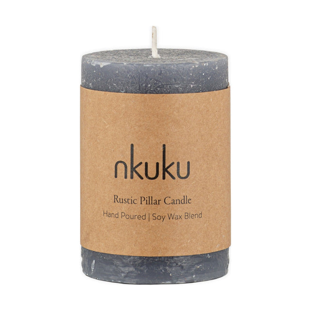 Rustic Mini Soy Blend Pillar Candle - Charcoal