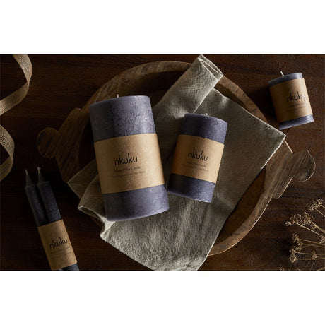 Rustic Mini Soy Blend Pillar Candle - Charcoal