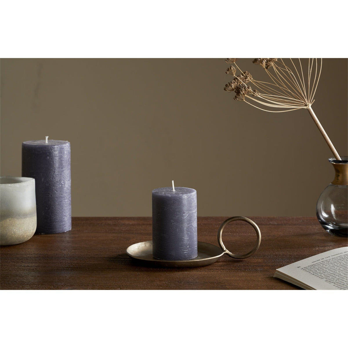 Rustic Mini Soy Blend Pillar Candle - Charcoal