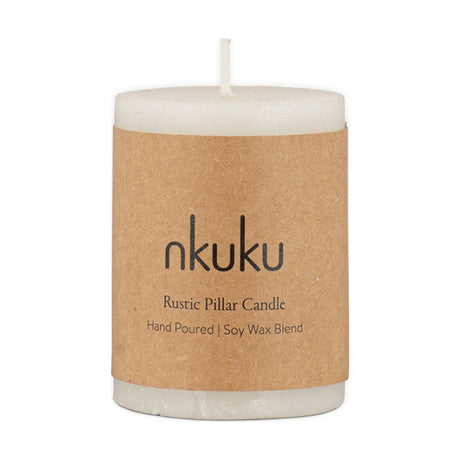 Rustic Mini Soy Blend Pillar Candle - White