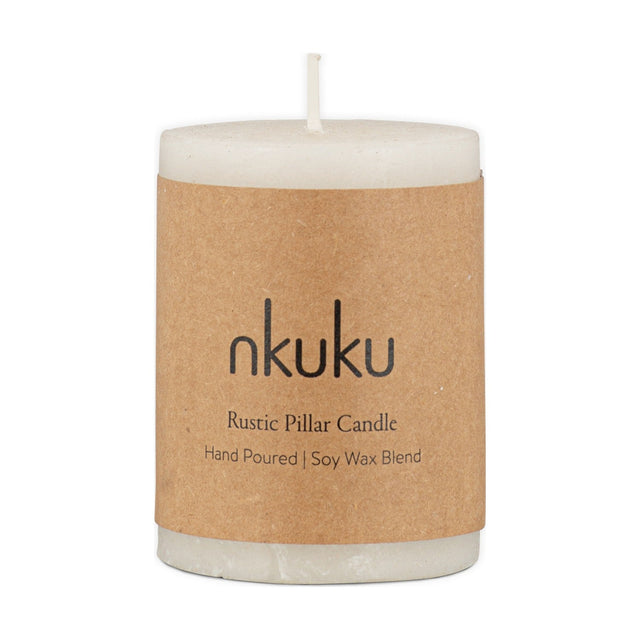 Rustic Mini Soy Blend Pillar Candle - White