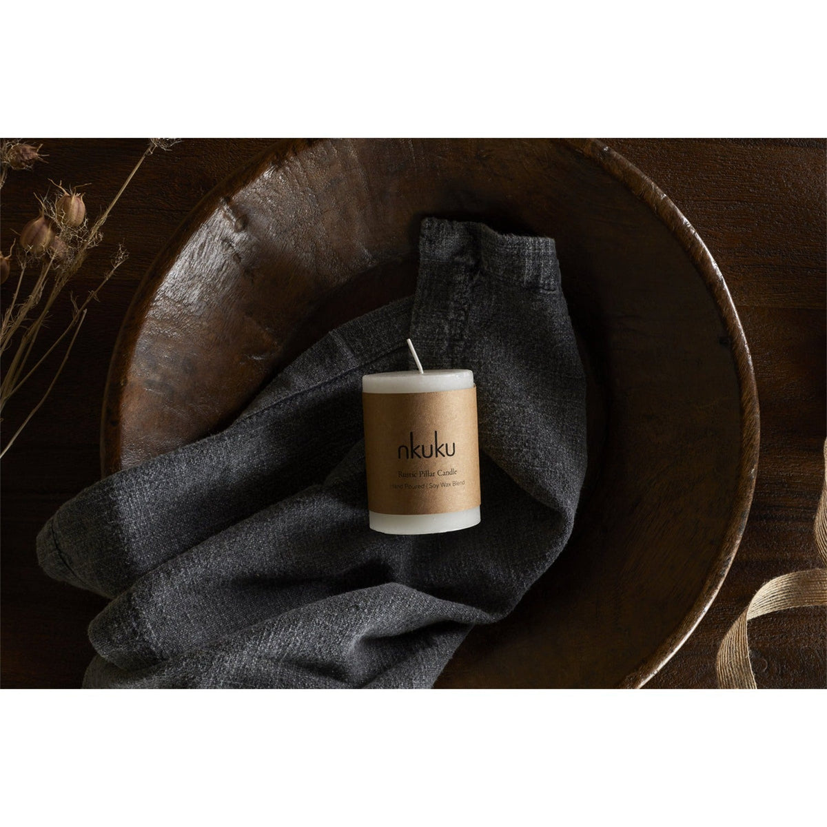 Rustic Mini Soy Blend Pillar Candle - White
