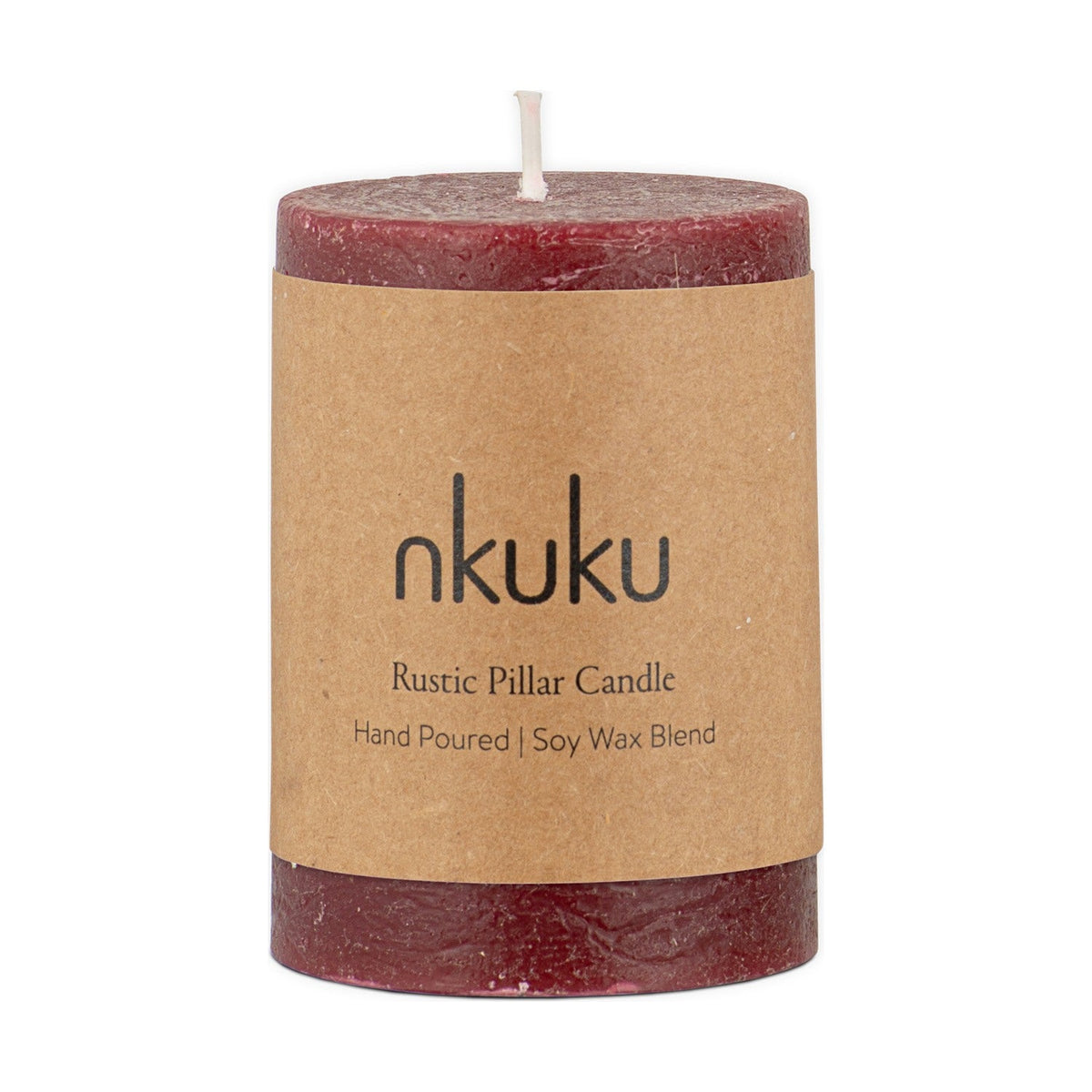 Rustic Mini Soy Blend Pillar Candle - Dark Cherry