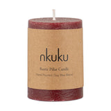 Rustic Mini Soy Blend Pillar Candle - Dark Cherry
