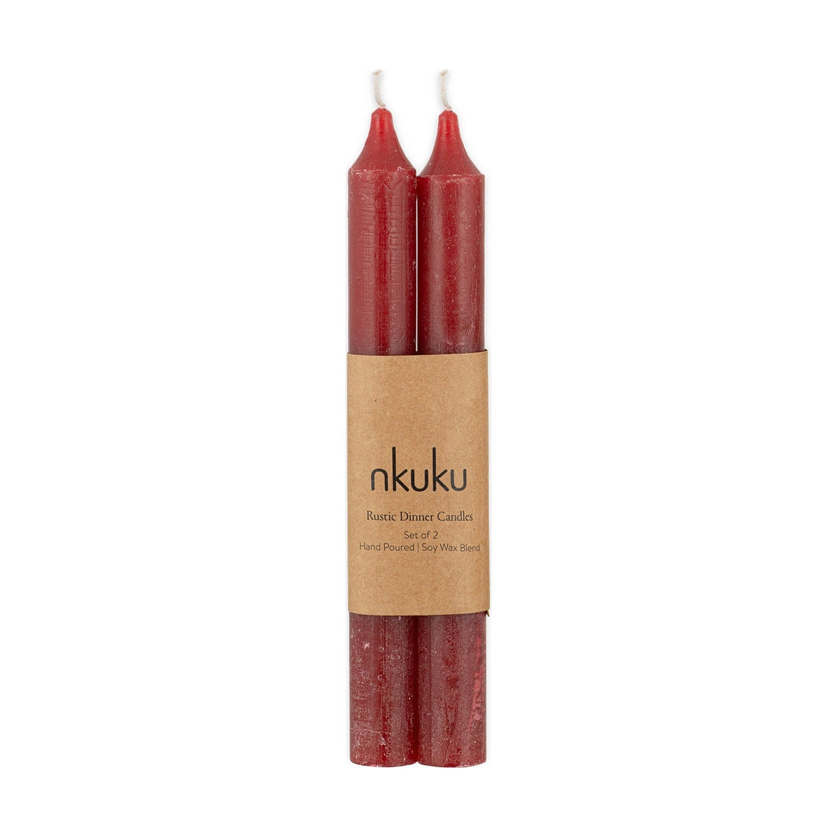 Rustic Soy Blend Dinner Candles - Dark Cherry - Set of 2