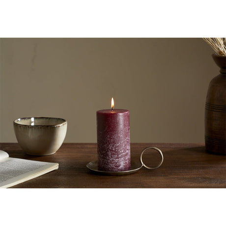 Rustic Small Soy Blend Pillar Candle - Dark Cherry