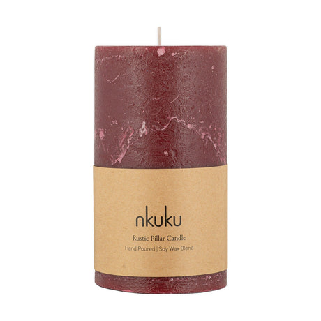 Rustic Large Soy Blend Pillar Candle - Dark Cherry