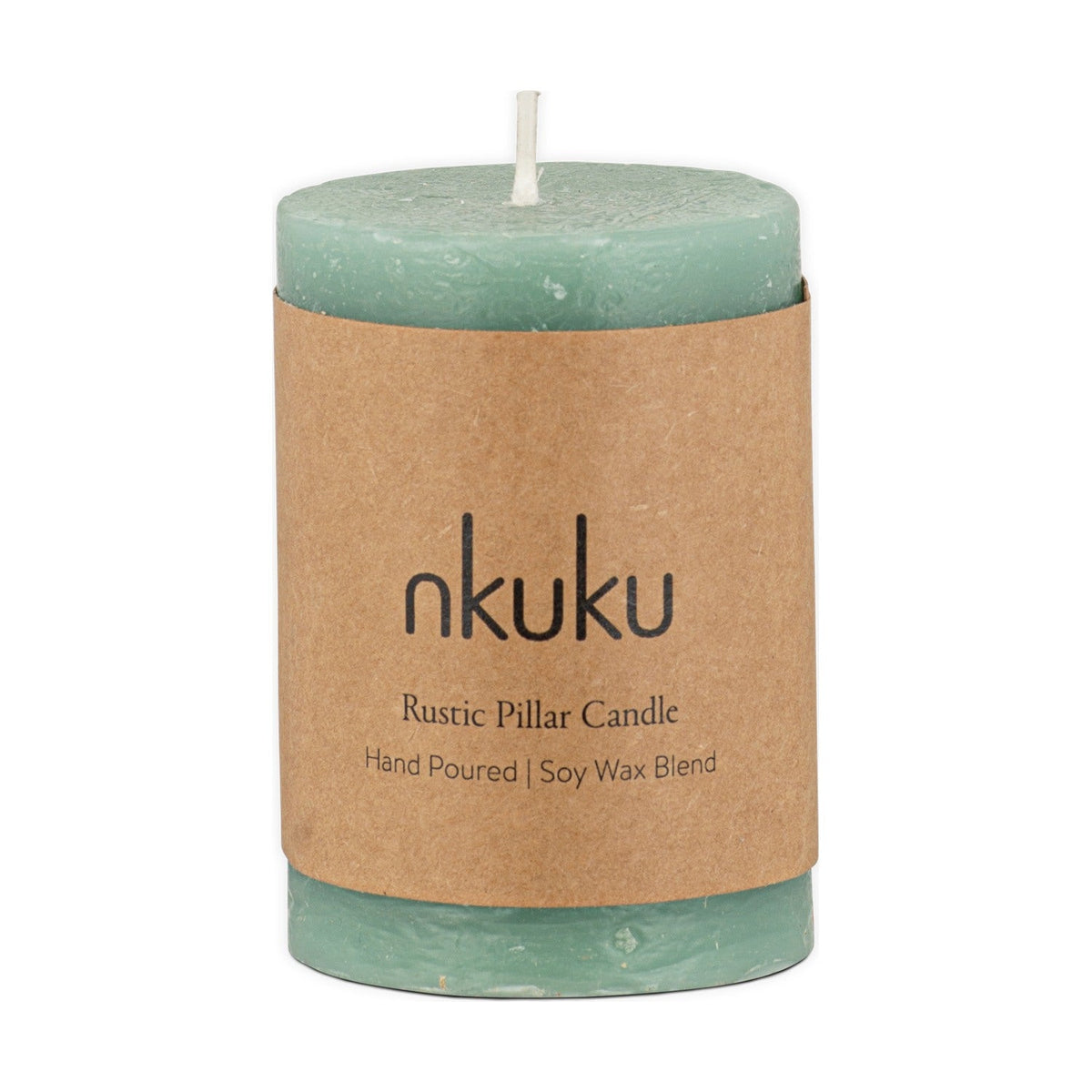 Rustic Mini Soy Blend Pillar Candle - Sage Green