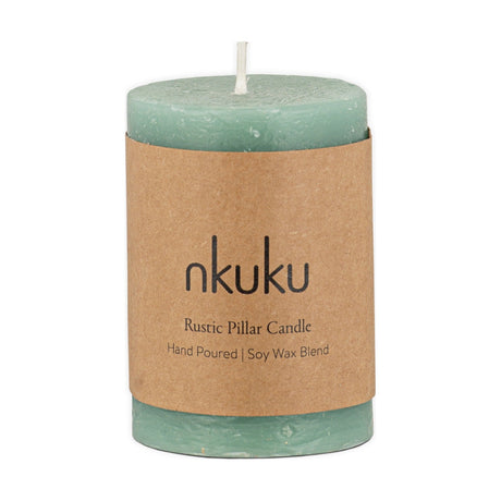 Rustic Mini Soy Blend Pillar Candle - Sage Green