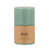 Rustic Small Soy Blend Pillar Candle - Sage Green