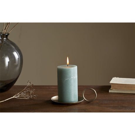 Rustic Small Soy Blend Pillar Candle - Sage Green