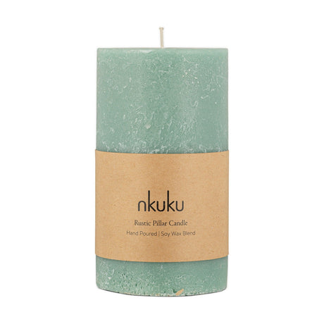 Rustic Large Soy Blend Pillar Candle - Sage Green