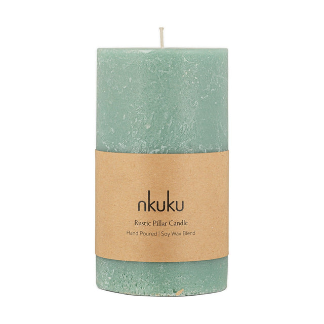 Rustic Large Soy Blend Pillar Candle - Sage Green