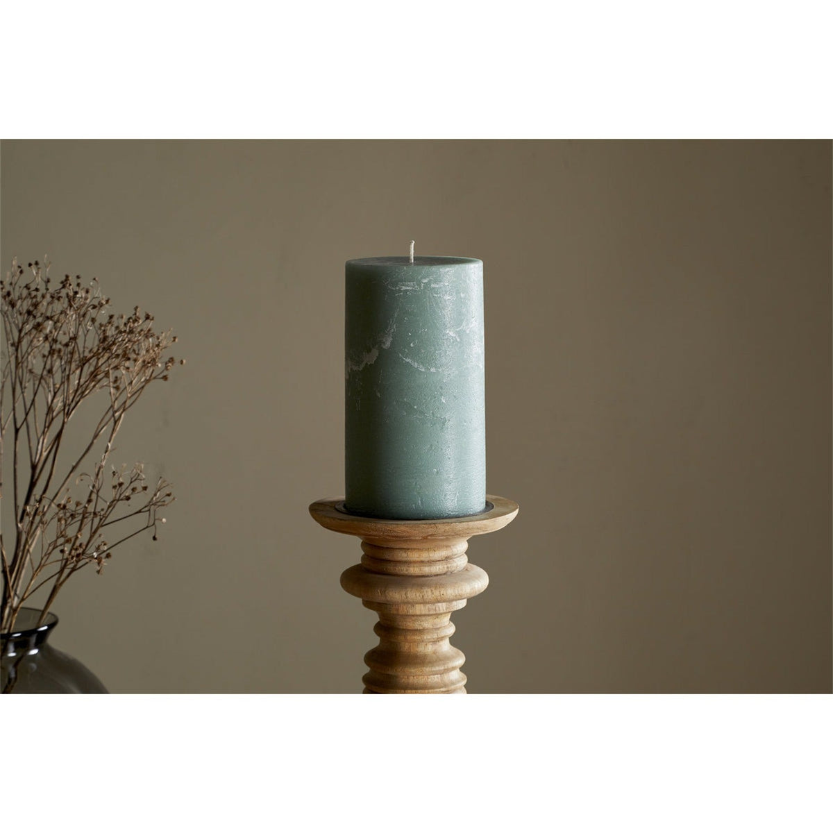Rustic Large Soy Blend Pillar Candle - Sage Green