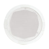 Adastra RC5 round ceiling speaker in white ABS with a steel mesh grille and ridged frame detailing, shown on a plain white background.