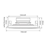 Technical dimension diagram of the Adastra RC5 ceiling speaker showing 190mm diameter, 60mm depth, and 54mm mounting depth on a white background.
