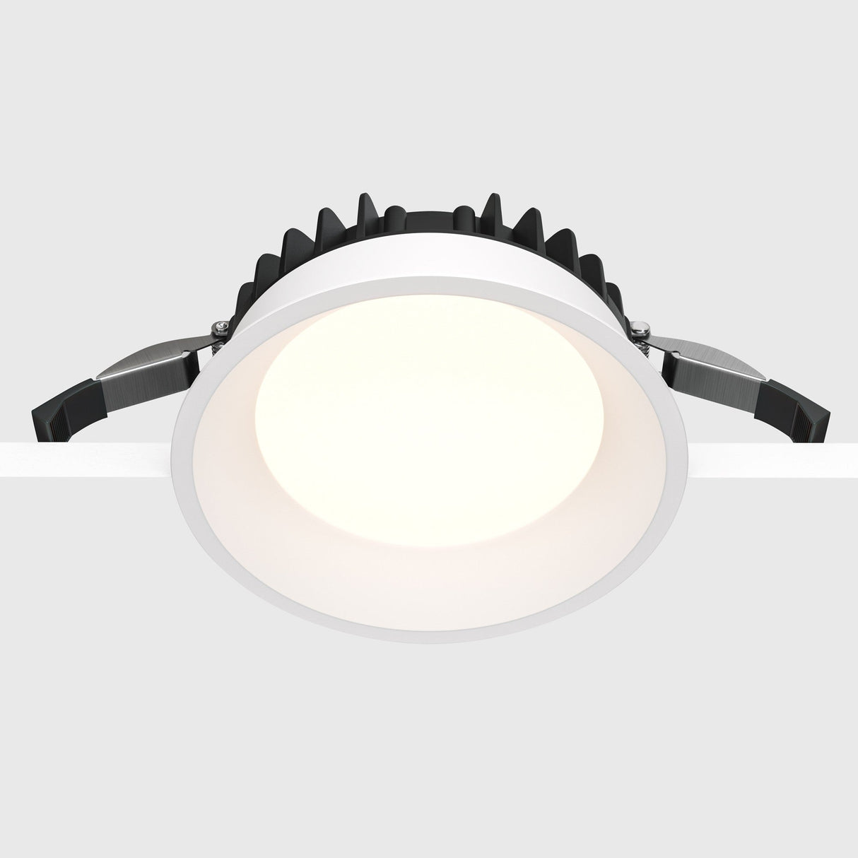 Additional perspective of Okno LED Round Recessed Downlight in white with a 120° beam angle, focusing on the wide light distribution