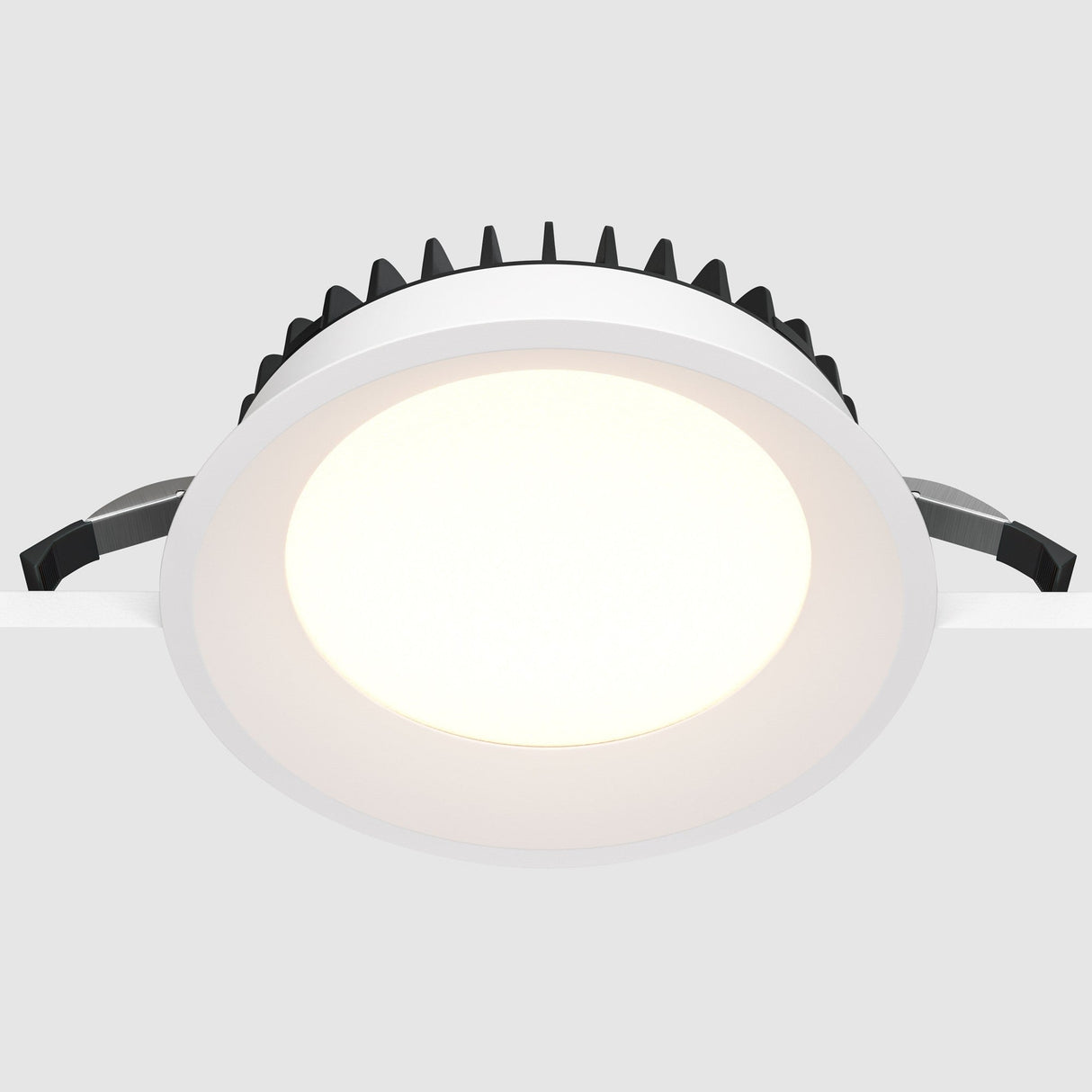 Additional perspective of Okno LED Round Recessed Downlight in White, highlighting its wide-angle coverage for ambient illumination.