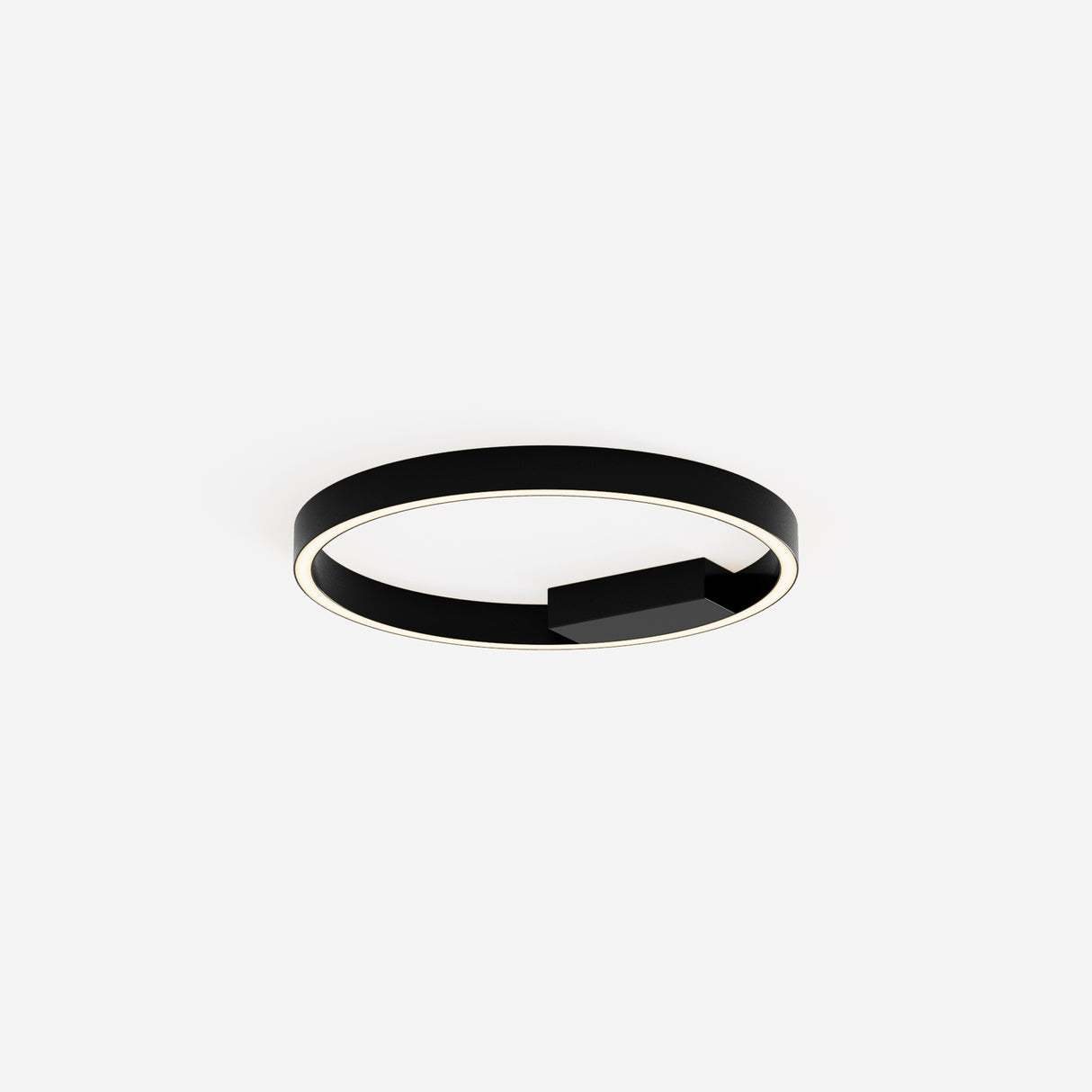 Maytoni Rim 400mm LED ceiling light with a matt black aluminium ring and warm-white diffuser, shown on a plain white background.