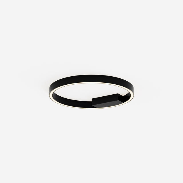 Maytoni Rim 400mm LED ceiling light with a matt black aluminium ring and warm-white diffuser, shown on a plain white background.