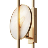 Close-up of the Marmo Wall Light showcasing a natural stone shade within a sleek, gold rectangular frame. This wall light embodies minimalist modern design with its clean geometric shapes and smooth lines.