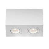 Atom Twin Adjustable Rectangular Surface Mounted Downlight in white, a versatile lighting fixture for focused illumination.