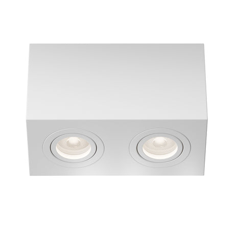 Atom Twin Adjustable Rectangular Surface Mounted Downlight in white, a versatile lighting fixture for focused illumination.