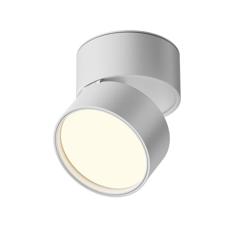 Maytoni Onda white LED ceiling spotlight with cylindrical aluminium housing and tilting head, shown on a plain white background.
