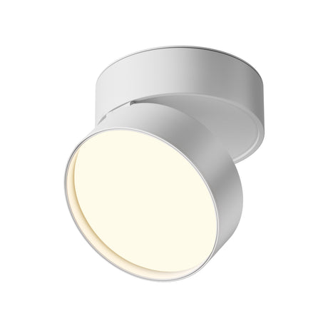 Maytoni Onda 120mm LED ceiling light with white aluminium cylindrical housing and adjustable rotating head, shown on a plain white background.